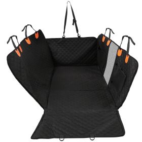 Dog Car Back Seat Cover With Zipper Mesh Window Storage Bags Waterproof 600D Oxford Cloth Car Seat Protector With Slide Flaps For Cars Trucks SUV (Color: Black)